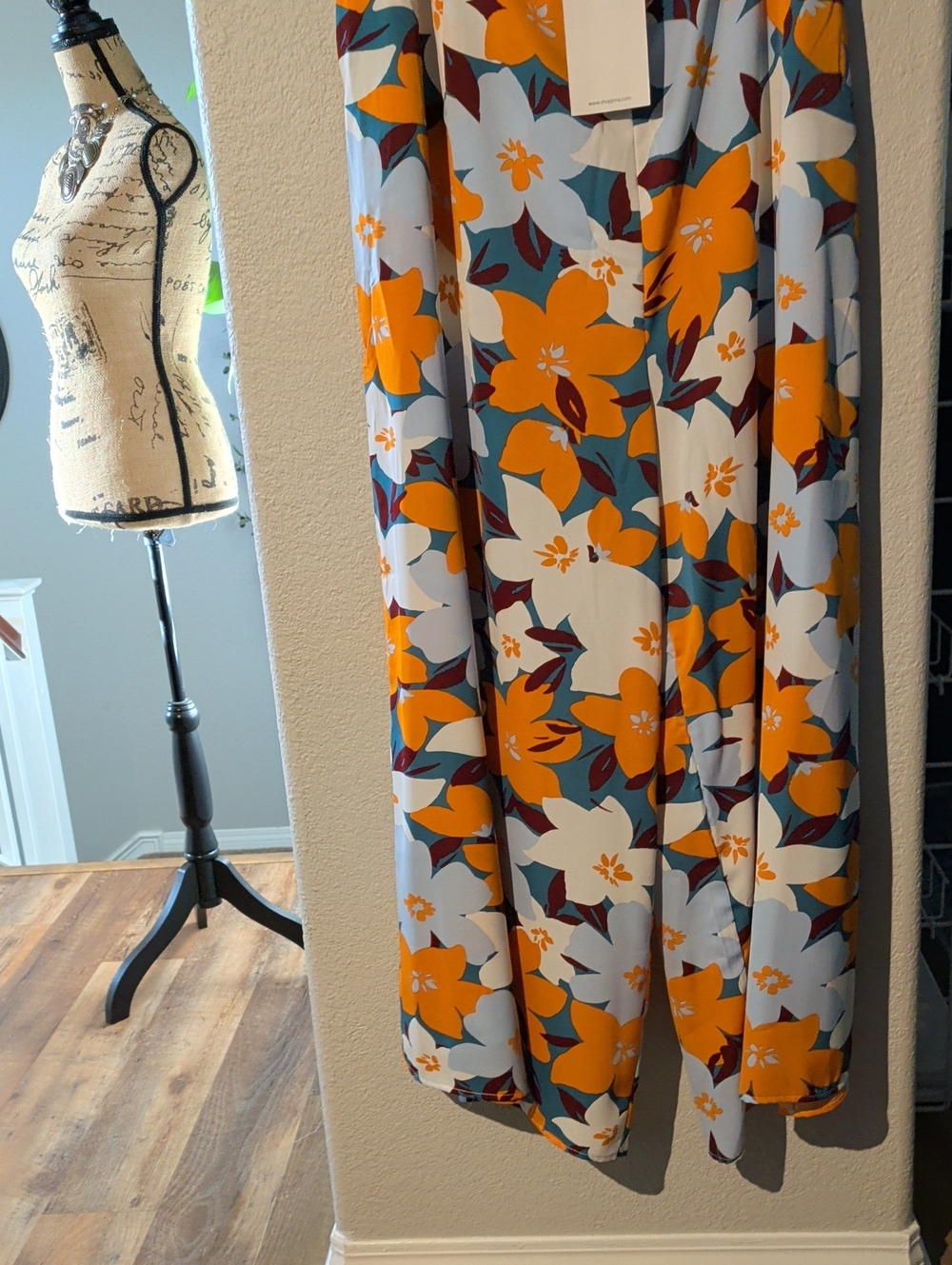 Women’s Floral Super Wide-Leg Pants in Mustard & Light Blue 3X NWT